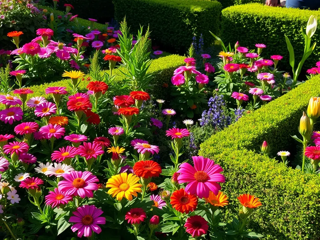A lush, green section of the Serre de la Madone garden, showcasing restored terraces and vibrant plant life, with gardeners tending to the landscape.